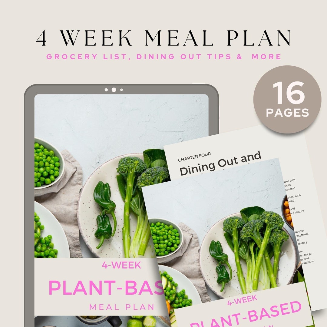 Healthy Meal Plan, Plant Based Meal Plan, Grocery List, Plant Based