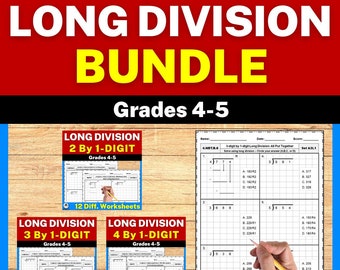 4th Grade Long Division Math Practice Worksheets - Etsy