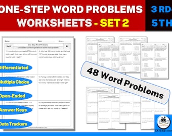 One Step Word Problems All Operations Worksheets | Addition, Subtraction, Multiplication and Division Word Problems - Set 2
