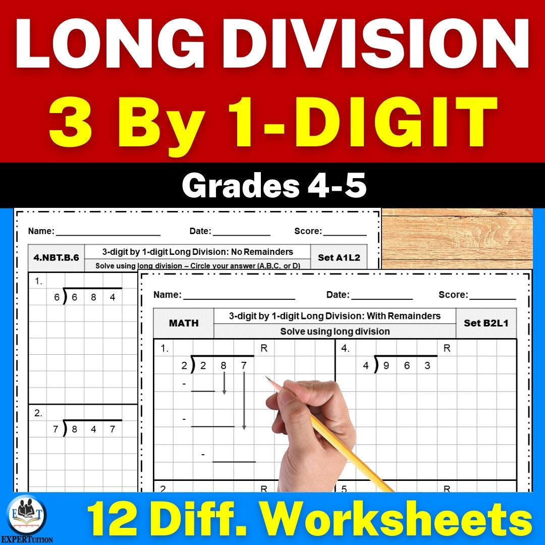 4th Grade Math Resource: Comprehensive Long Division Worksheets With ...