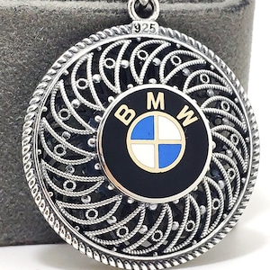 BMW Keychain: Handcrafted 925 Sterling Silver Filigree Design