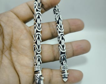 Gifts For Men. Sterling Silver Byzantine Chain. Mens Bracelet Chain. 66 Grams. Silver Chains.