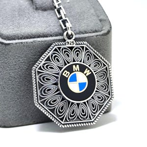 BMW Emblem Sterling Silver Keychain: Handmade Filigree Car Accessory