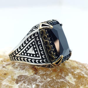 Silver Men&#39;s Ring, Men&#39;s Handmade Rings, Men Jewelry, Ring Gift For Him, 925 Sterling Silver Ring, Turkısh Handmade Silver Men Ring