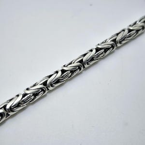 Byzantine 925 Sterling Silver Bracelet - 5mm King Chain Mens Jewelry