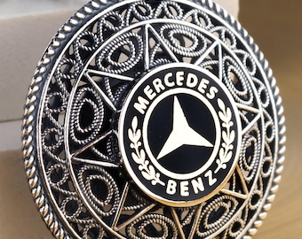 Mercedes Christmas Gift For Her. Sterling Silver Mercedes Benz Keychain – Handcrafted Filigree Car Jewelry
