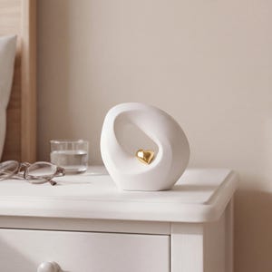 Eternal Love Small Urn for Ashes in White and Gold keepsake_bedside_glasses
