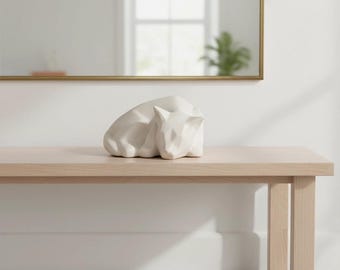 Sleeping Cat Urn for Ashes in Matte White