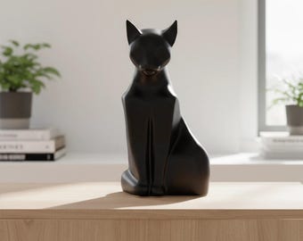 Cat Urn for Ashes in Matte Black