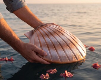 Shell Biodegradable Water Urn for Ashes in Pearl