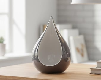 Odyssee Metal Teardrop Urn for Ashes in Grey