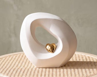Eternal Love Cremation Urn for Ashes in White and Gold