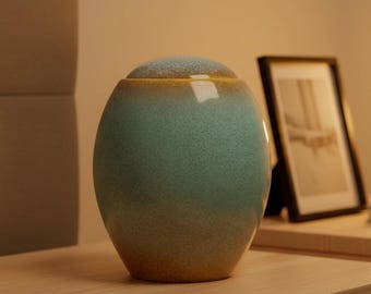 Ocean Blue Modern Adult Cremation Urn for Ashes