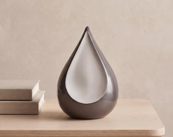 Odyssee Metal Teardrop Urn for Ashes in Grey