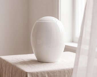 Pure White Modern Adult Cremation Urn for Ashes