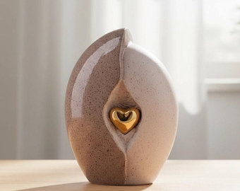 Embrace Heart Cremation Urn for Ashes in Brown and Gold