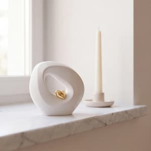Eternal Love Small Urn for Ashes in White and Gold