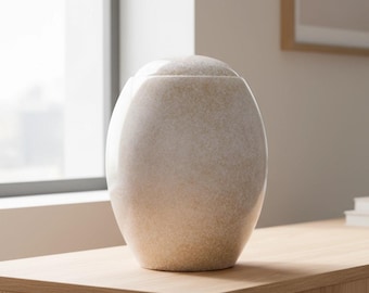 Sandy White Modern Adult Cremation Urn for Ashes
