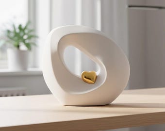 Eternal Love Cremation Urn for Ashes in White and Gold