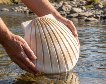 Shell Biodegradable Water Urns for Ashes in Pearl