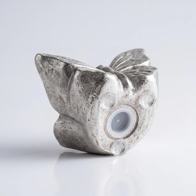 Butterfly Keepsake Urn for Ashes in Silver Base Studio