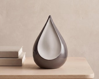 Odyssee Metal Teardrop Urn for Ashes in Grey