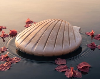 Shell Biodegradable Water Urn for Ashes in Sand