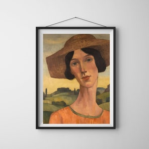 Vintage Inspired Visiting the Italian Countryside Portrait | Modern Art | 20th Century Reminiscent | Amadeo Modigliani Style