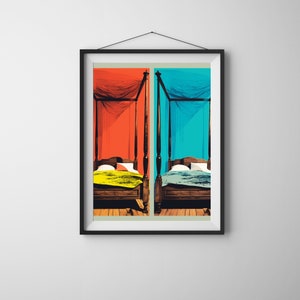 Vintage Inspired Pop Art Print Ready Wall Art Andy Warhol Inspired Vibrant Colors Bedroom Decor