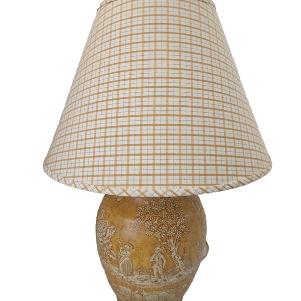 Pierre Deux French Country Ceramic Yellow Table Lamp with Shade 29.5" Tall