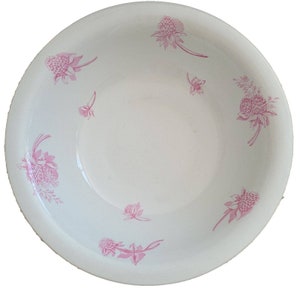 Antique Bona Fama est Melior Zona Aurea Wash Basin Floral Transferware Pattern