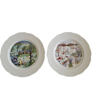 Set 2 Grandma Moses Syracuse China Service Platter 12 1/4&quot;