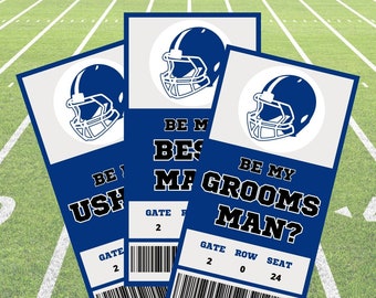 Football Ticket Groomsman Proposal, Navy and Green (Digital Download)