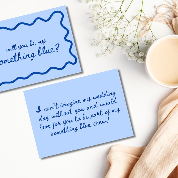 Will You Be My Something Blue Digital Download - Modern Doodle - Something Blue Crew Proposal Card