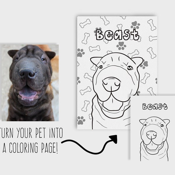 Printable Digital Custom Pet Coloring Page