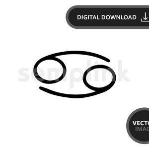 Delicate Cancer Zodiac Sign Tattoo SVG fineline hand-drawn design, zodiac symbol line astrology art, vector clipart symbol, star signs ink