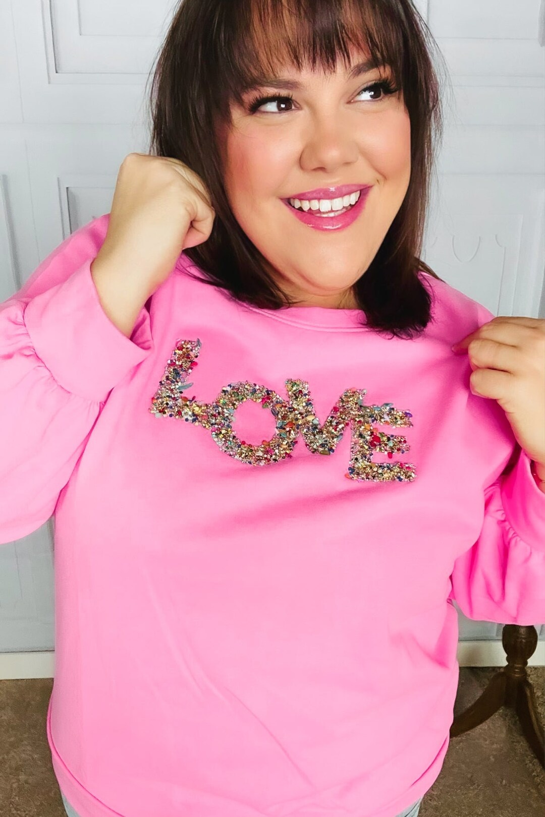 Pink Pearl Detail Pullover
