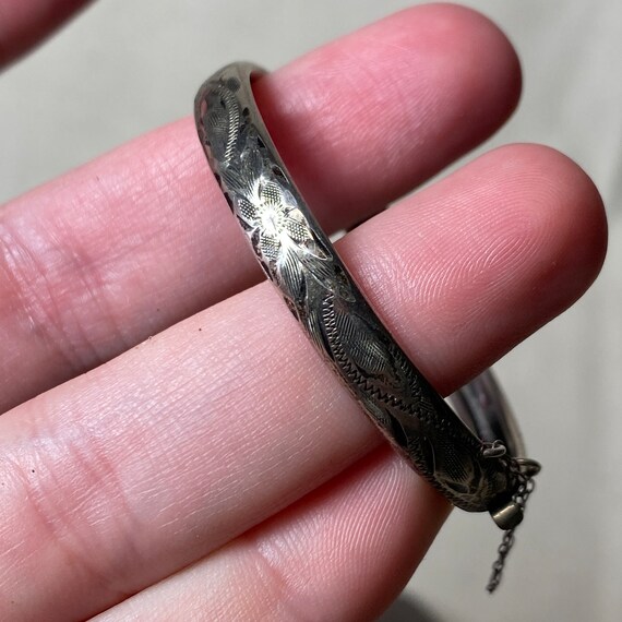 Engraved Silver Baby Hinged Bangle - image 6