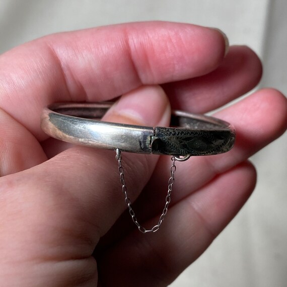 Engraved Silver Baby Hinged Bangle - image 5