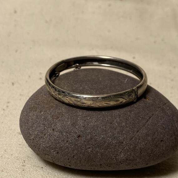 Engraved Silver Baby Hinged Bangle - image 3