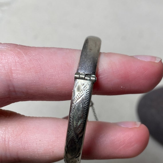 Engraved Silver Baby Hinged Bangle - image 2