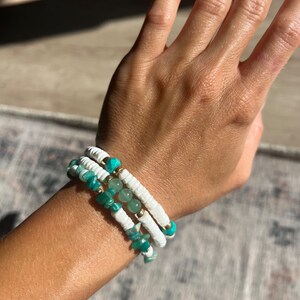 Aqua Vida Bracelet Stack - December Tourquoise Birthstone - Beachy Jewelry Set of 3