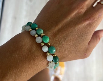 Chrysoprase & 14kt gold filled bracelet