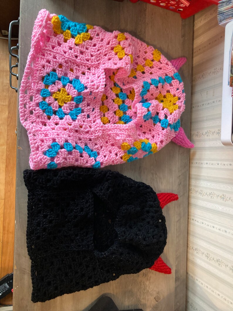 Crochet Balaclava With Horns Etsy