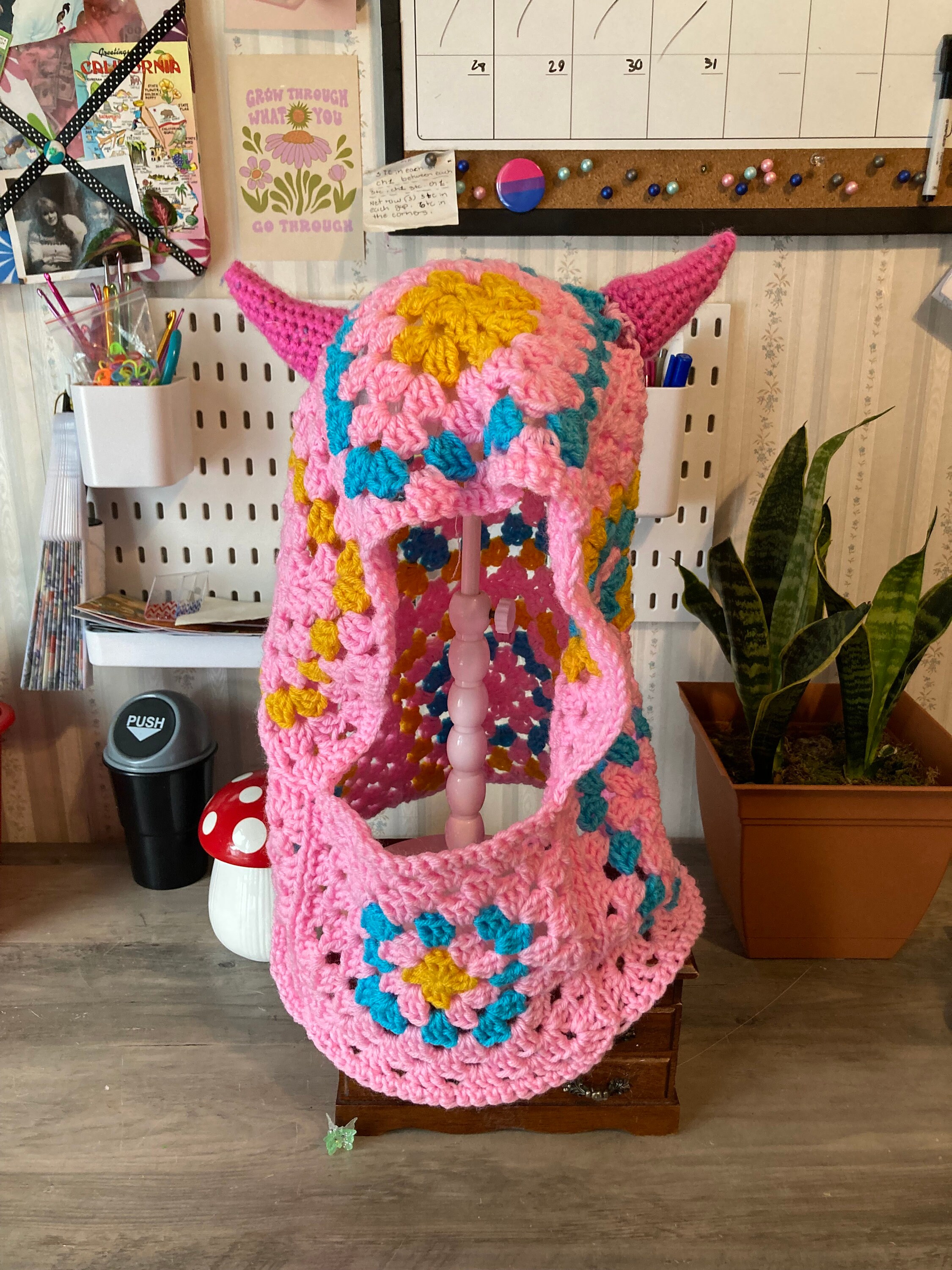 Crochet Balaclava With Horns Etsy