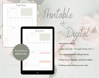 Chic Printable and Digital Weekly Planner
