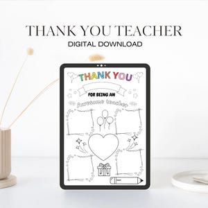 Plantillas de agradecimiento para profesores | Tarjetas personalizables y coloreables | Imprimibles de agradecimiento digital