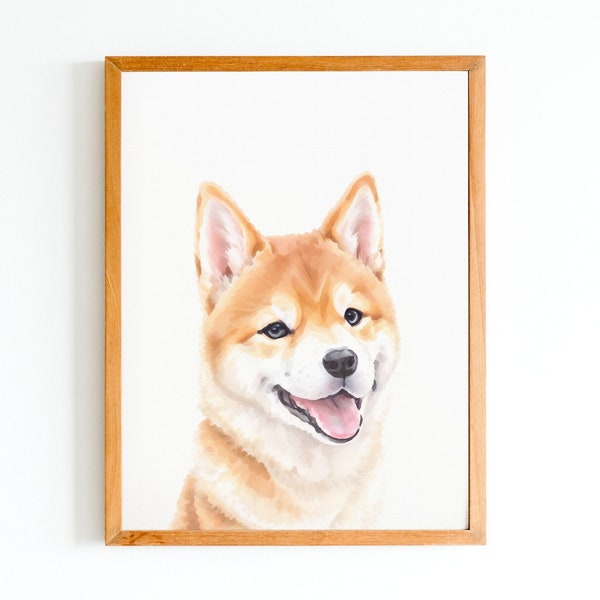 Smiling Shiba Art Print - Dog Lover Gift Ideas - Minimalist Wall Art - Nursery Decor Art