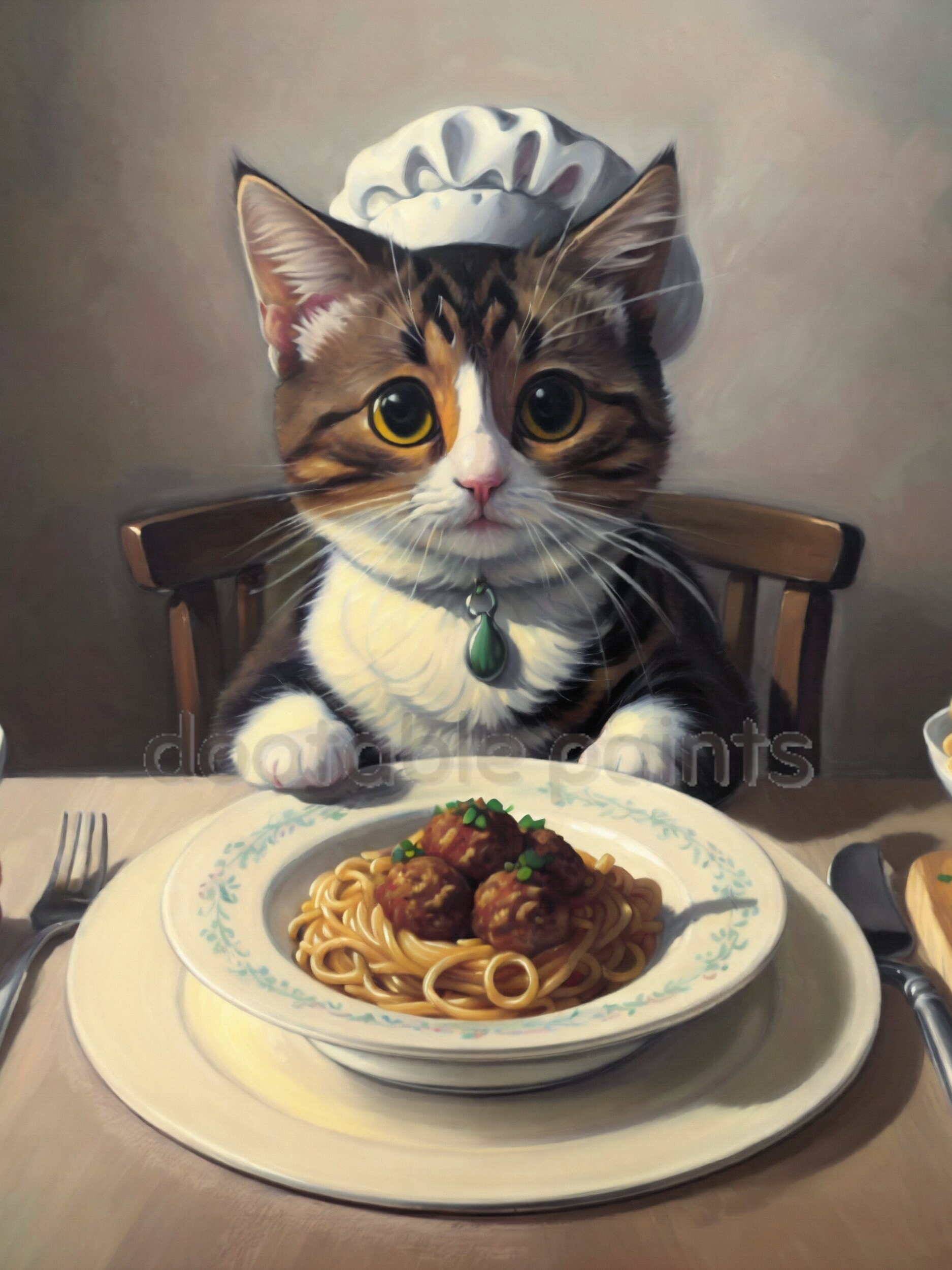 Spaghetti Cat Art Print Whimsical Kitchen Wall Decor Gift Etsy