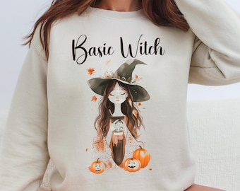 Vintage Basic Witch Sweatshirt, Funny Witch Sweatshirt, Vintage Halloween Women Shirt, Witchy Vibes Sweatshirt